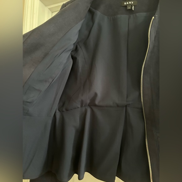 DKNY Women's Faux Suede Zip Front Peplum Jacket Size 12 - Picture 6 of 9